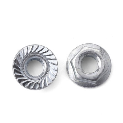 Tuerca de brida hexagonal de acero al carbono galvanizado Din 6923 Zinc blanco