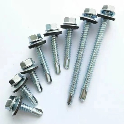 Tornillo para techos de metal de acero autoperforante con arandela hexagonal para paneles sándwich