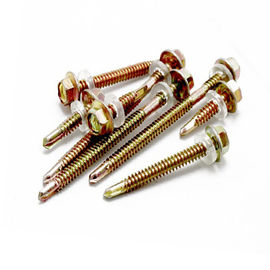 Tornillo de madera de la perforación del uno mismo de la cabeza de la lavadora del hex. del hilo del hierro medio